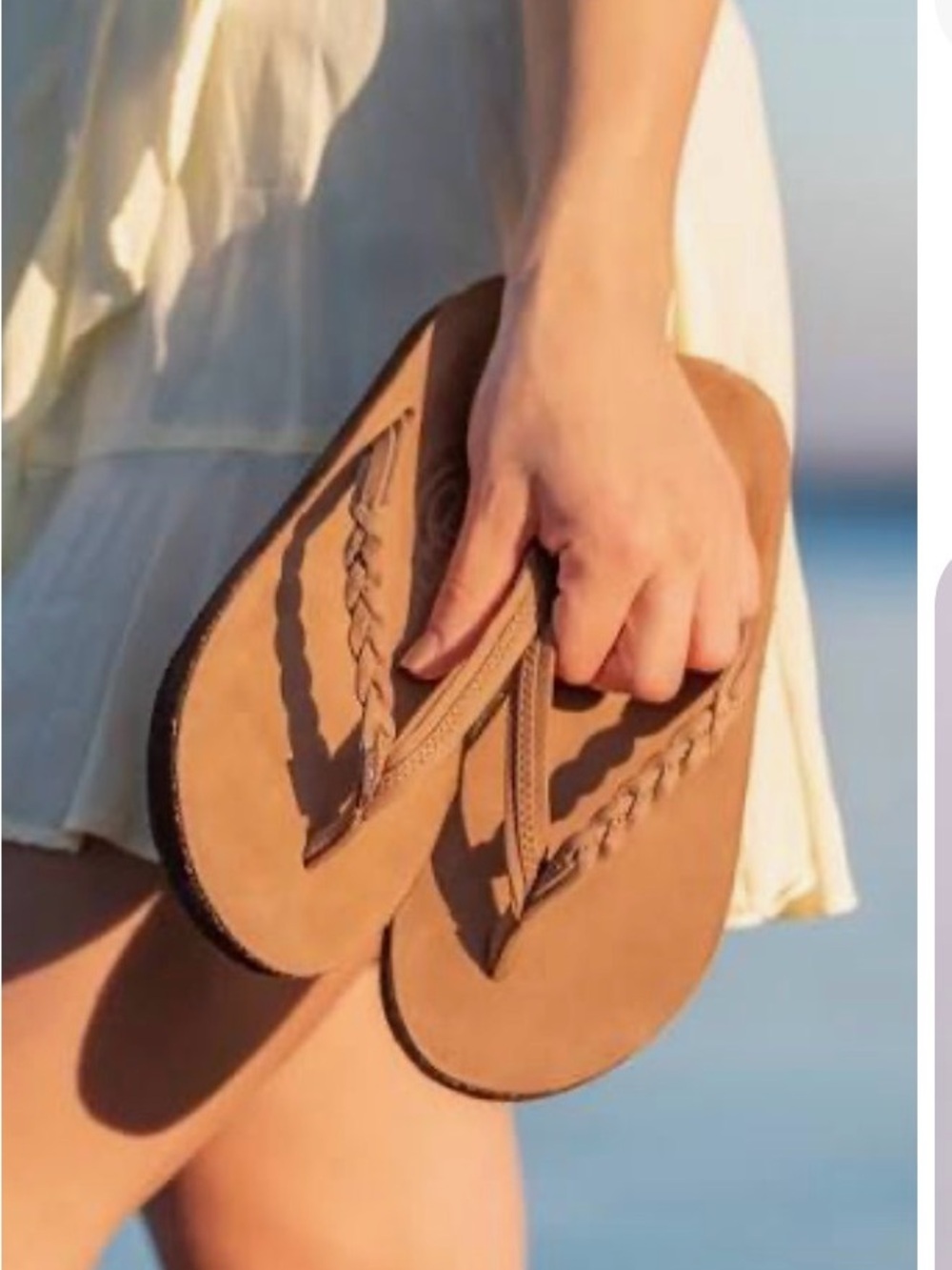 Rainbow Flirty Braidy Leather Single Braided Leather Flip Flop Sandals 7.5-8.5 - Picture 2 of 4